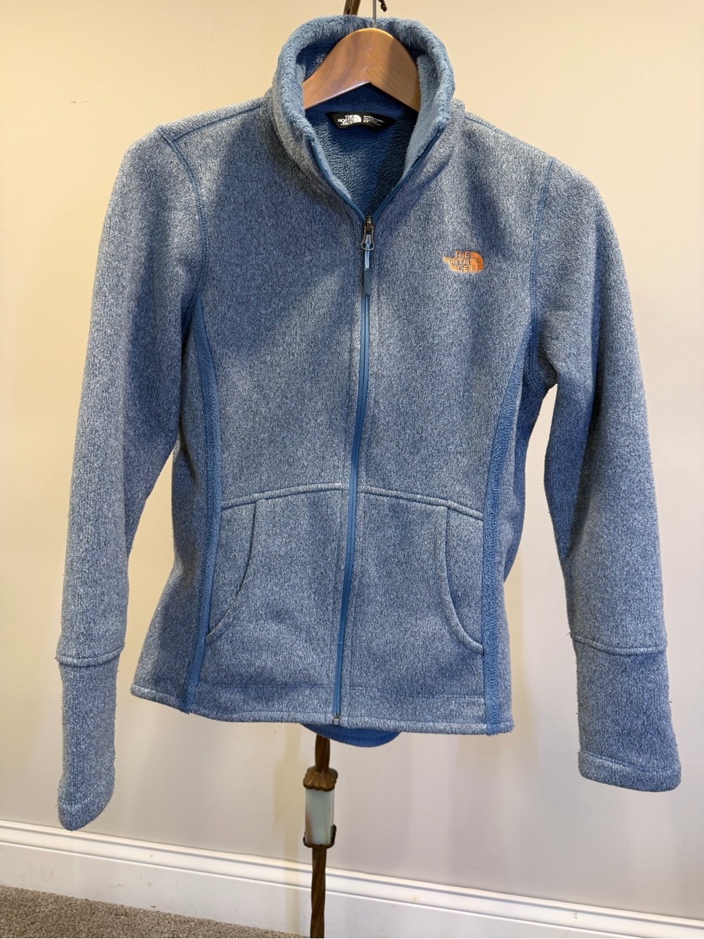 The North Face Mash-Up Fleece Jacket Women S Blue Full Zip Orange Logo